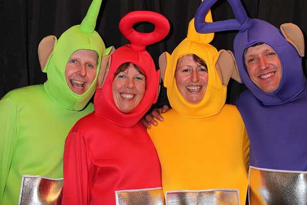 Photograph of group using a photo booth