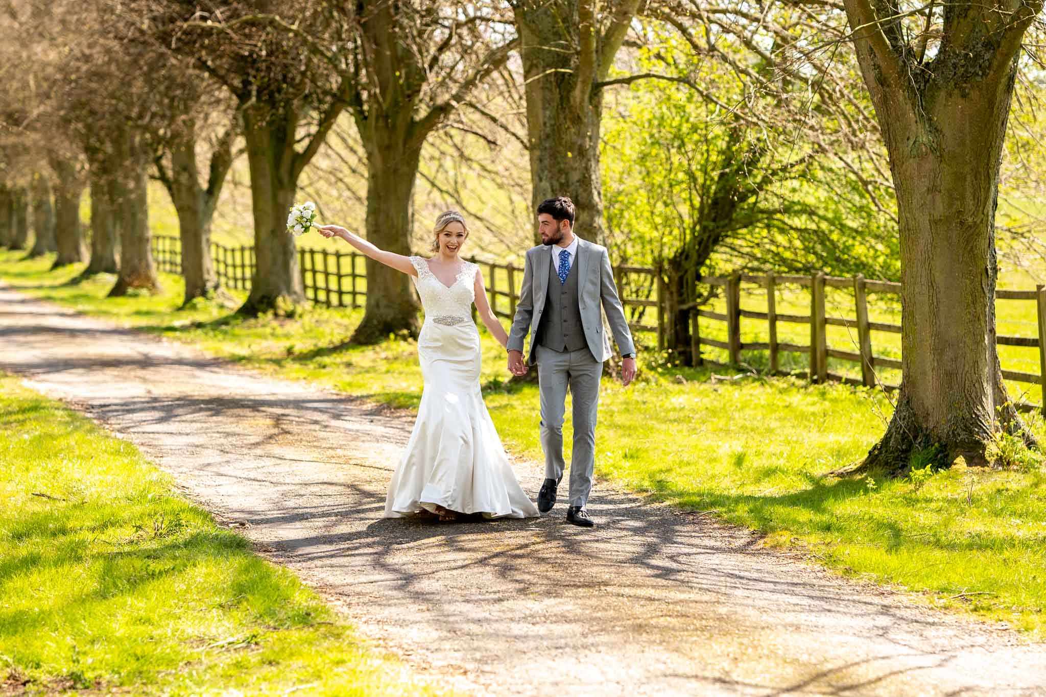 Yorkshire Wedding Photography Couple Walking in Woods