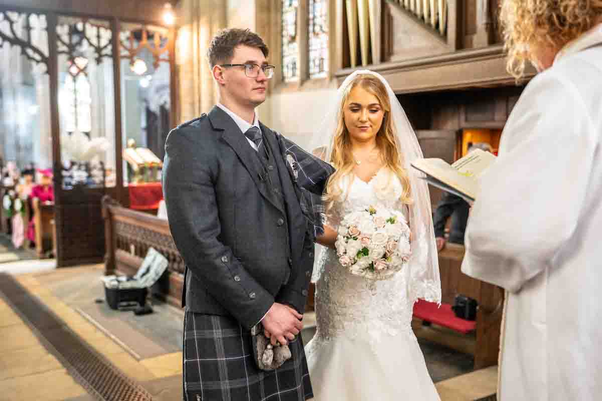 Wedding Couple Photographed at Ceremony in Ashby Cum Fenby, Hall Farm