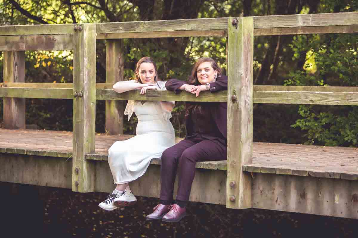 Wedding Couple on bridge in Newcastle